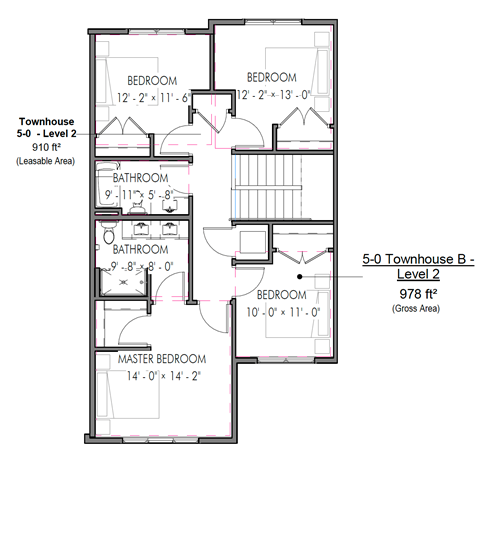 Floor plan for 4 beds, 2.5 baths, 1614 sqft